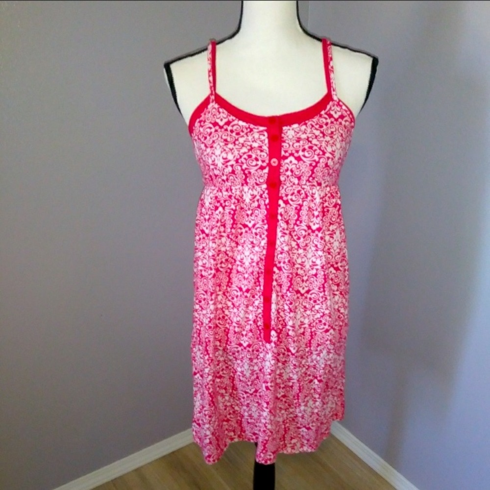 Delusional red patterned half button down tank midi summer dress